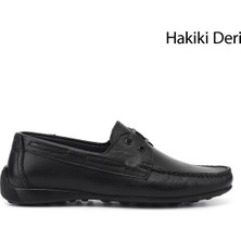 Gönderi(r) Erkek Siyah  Rok Hakiki Deri Bağcıklı Ayakkabı
