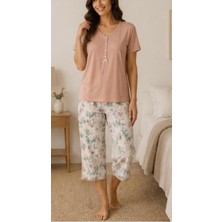 26525-NENA Kısa Kollu V Yaka Patlı % 100 Pamuk Next Kapri Pijama Takımı
