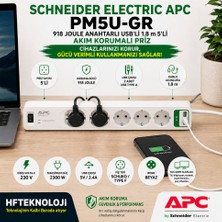 Schneider Electric Aşırı Gerilim Korumalı ,joule Anahtarlı Usb'li  ,kablo Boyu 1.8 Metre 5'li Akım Korumalı Priz