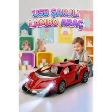 Farbu Oyuncak 1:18 Ölçek USB Şarjlı Işıklı Fonksiyonel Kırmızı Lambo Oyuncak Araç Kırmızı