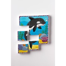 Manyetik Blok Çift Taraflı 9 Parçalı Mıknatıslı Penguen - Köpek Balığı Puzzle - 2 Görsel Yapboz