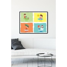 (PSTER12234) Mevsimler Eğitim Çerçeveli Tablo (21X30CM)