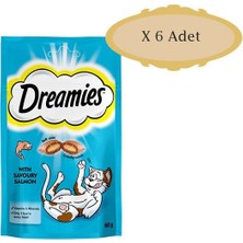 Dreamies Somonlu Kedi Ödülü 60 gr x 6 Adet Yetişkin Kediler İçin Lezzetli Atıştırmalık