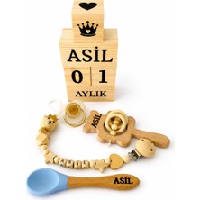 Shopfocus Kişiye Özel Isimli-Emzik-Emzik Askısı Emzik Zinciri-Bebek Çıngırak-Bebek Çocuk Mama Yemek Kaşığı-Bebek Anı Küpü Tekstil BOYALI-%100 Ahşap Organik Doğal-Hedyelik-Yeni Doğan-