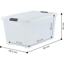 Ohyama, Saklama Kutuları, Saklama Kutusu, Çoklu Fonction, 6'lı Set Plastik Kutular, 45 L, Kapak, Ergonomik Sap, Ofis, Ev - Ddntb-45 - Şeffaf