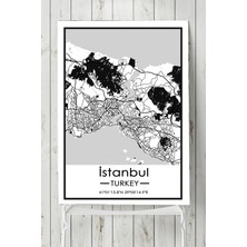(PSTER19630) Istanbul Harita Dekoratif Tasarım Poster 90 x 130