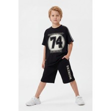 Joy Kids Erkek Çocuk %100 Pamuk Şeritli Rahat Takım (9-12YAŞ) (Siyah)