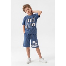 Joy Kids Erkek Çocuk Aplikeli Günlük Rahat Takım %100 Pamuk (9-12YAŞ) (Indigo)