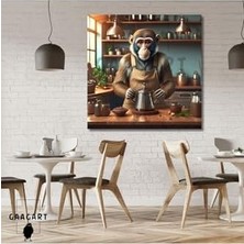Kare Kanvas Kahve Köşesi Cafe Tablosu Barista, 70 x 70