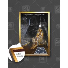 SML Tablo Star Wars Yıldız Savaşları Filmi Nostaljik Ilüstrasyon Afişi Dikey Çerçeveli Kanvas Tablo