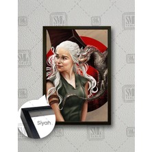 SML Tablo Game Of Thrones Khaleesi ve Ejderhası Taht Oyunları Dizi Dikey Çerçeveli Kanvas Tablo