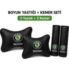 Brtshopping Skoda Boyun Yastığı ve Kemer Pedi Set 2 Yastık 2 Kemer