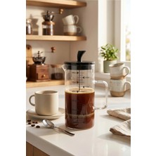 Homerest 600ML Borosilikat Cam French Press Isıya Dayanıklı Kahve ve Bitki Çayı Demleyici Siyah Süzgeçli