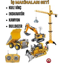 Giffy Oyuncak Uzaktan Kumandalı Inşaat Makineleri 4'lü Set Kule Vinç,ekskavatör,kamyon ve Bulldozer Şarjlı