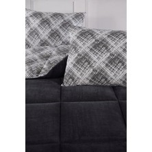 Çift Kişilik Lüx Yorgan Çift Taraflı Yastık Kılıflı 195X215 cm Yorgan + Yastık Kılıfı Set (Siyah)