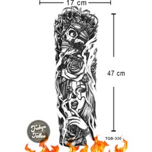Trakya Tattoo 1-2 Hafta Kalıcı Tam Kol Kadın Gül Kurukafa Geçici Dövme