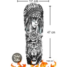 Trakya Tattoo 1-2 Hafta Kalıcı Tam Kol Kaplan Gül Kızılderili Kız Geçici Dövme