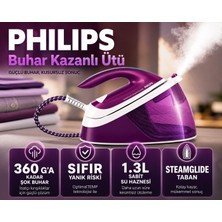 Philips 2400 W Güçlü Mor Gövdeli Kompakt Kullanım Odaklı Buhar Kazanlı Ütü, 1,3 L Hazne, Dikey Buhar, Hızlı Ütüleme ve Ev Tekstili Için Konforlu Çözüm Yoğun Ütü Temposunda Zamandan Tasarruf Isteyen