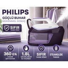 Philips Lila Tonlu Ultra Kompakt Buhar Kazanlı Ütü, 6,5 Bar Basınç, 500 G Şok Buhar, 1,8 L Su Haznesi, Pratik Kullanım ve Güçlü Kırışıklık Açma Performansı Yoğun Ütü Temposunda Zamandan Tasarruf Isteyen