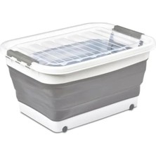 Hakay Tekerlekli Katlanabilir Şeffaf Saklama Kabı - 45 Litre