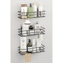 Empressco Zabata Ömür Boyu Paslanmaz Yapışkanlı 3 Adet Banyo Rafı Duş Şampuanlık Duvar Düzenleyici Organizer Siyah - Fiyatı, Yorumları
