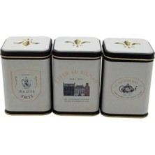Hakay 3'lü Set Kare Metal Saklama Kabı - 87X87X125 mm