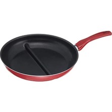 Hakay Çift Bölmeli Yapışmaz Tava - 30 Cm, Kırmızı