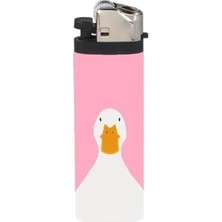 Hakay Pembe Ördek Desenli Gazlı Çakmak, Renkli ve Eğlenceli