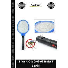 Carlburn #sinekraket Elektrikli Haşere Kovucu 3 Katmanlı Metal Ağlı Güçlü Etki Sinek Öldürücü Raket Şarjlı
