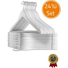 Empressco Canbay Store Beyaz 24 Adet Ahşap Görünümlü Plastik A Kalite 24 Adet Beyaz Askı Pantolon Gömlek Askı - Fiyatı, Yorumları