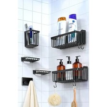 Hakay 6'lı Yapışkanlı Banyo Seti, Şampuanlık ve Diş Fırçalık ile Düzenleyici Takım