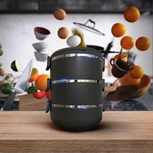 Hakay Füme Renkli 3 Katlı Sızdırmaz Yemek Termosu, 1.8 Litre Kapasite