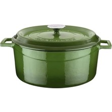 Hakay 28 cm Yeşil Döküm Yuvarlak Tencere, 6.71 Litre