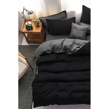 Hakay Çift Taraflı Lastikli Nevresim Takımı, 200 x 220 cm Boyutunda Gri ve Siyah Renk