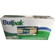 Burpak Jelatinli Tahta Ahşap Bambu Karıştırıcı Çubuk Kaşık - 12 Cm. - 200 Adetlik Paket