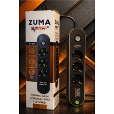 Art&Gift Zuma Termal Akım Korumalı 3 Soket 5 Metre Priz Açma Kapama Tuşlu Çocuk Korumalı Siyah