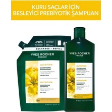 Yves Rocher Besleyici Prebiyotik Kuru Saç Vegan Tuzsuz Bakım Şampuan Seti 300 ml + 600 ml Yedek