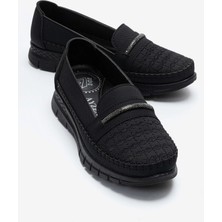 Ccway Kadın Taşlı Günlük Ayakkabı Siyah Kot Siyah
