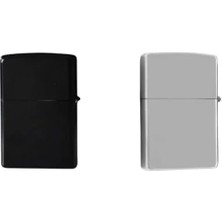 Hakay Siyah ve Gümüş Renk Benzinli Zippo Metal Çakmak (2)