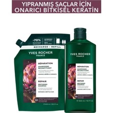Yves Rocher Vegan Onarıcı Bitkisel Keratin Prebiyotik Şampuan Seti 300 ml + 600 ml Yıpranmış Saç