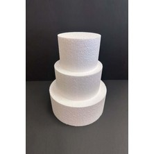 Dekoras Strafor Köpük Yuvarlak 3 Katlı Maket Pasta (15X10 - 20X10 - 25X10 Cm)