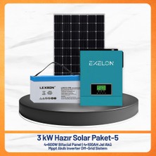 3 Kw Hazır Solar Paket - 5 | 4X600W Bifacial Panel + 4X100AH Jel Akü + Mppt Akıllı Inverter Off-Grid Güneş Enerji Sistemi