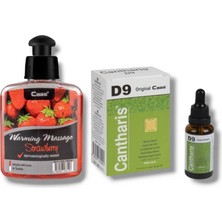 Ekobox Caas Çilek Aromalı  Isıtıcılı Cinsel Masaj Yağı 100 ml + Cantharis D9 Kadınlara Özel Damla