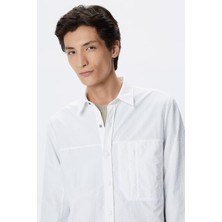 Lacoste Mens Regular Fit Cream Shirt Standart Kesim Çıtçıt Düğmeli Erkek Gömlek Krem