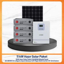 11 Kw Hazır Solar Paket   18X600W Bifacial Panel + 20.48KWH Hv Lifepo4 Lityum Batarya + Çift Mppt Akıllı Inverter Off-Grid Güneş Enerji Sistemi