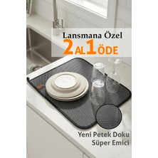Empressco Hamur Siyah Renk Bulaşık Kurutma Matı Mutfak Kurutma Örtüsü Pedi Tezgah Üstü Kurulama Bezi Petek Desen - Fiyatı, Yorumları