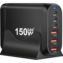 GUNKES 150W Gan Pro Masaüstü Hızlı Şarj Cihazı HS-352 - Pd Qc 3.0 Usb-C Usb-A Çoklu Port Laptop Telefon Şarj