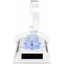 Schulzz Pille Çalışan ve Solar Panelli Saat Için LED Işıklı 360° Dönen Vitrin Stand Dönen Tabla