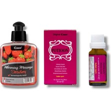 Ekobox Caas Çilek Aromalı  Isıtıcılı Cinsel Masaj Yağı 100 ml + Potıoon Kadınlara Özel Damla