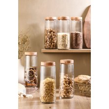 Empressco Kitchen Life 6 Adet 1,5 Litre Mega Boy Bambu Kapak Görünümlü Çizgili Kavanoz Seti 1500 ml - Fiyatı, Yorumları